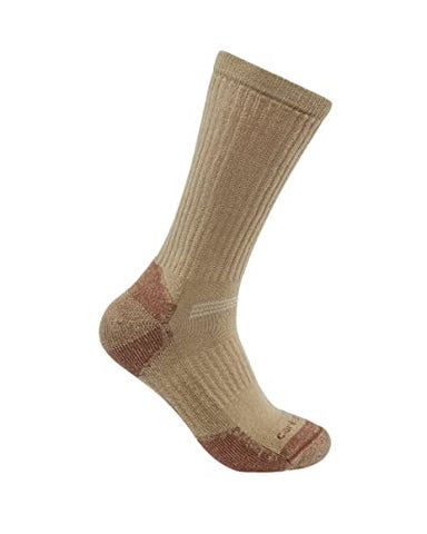 Carhartt Midweight Cotton Blend Crew Socks 3-Pack (Khaki) Men's Crew Cut Socks Shoes