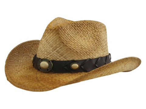 Henschel 3215 Men's Hiker Hand Stained Straw Western Hat Ivory