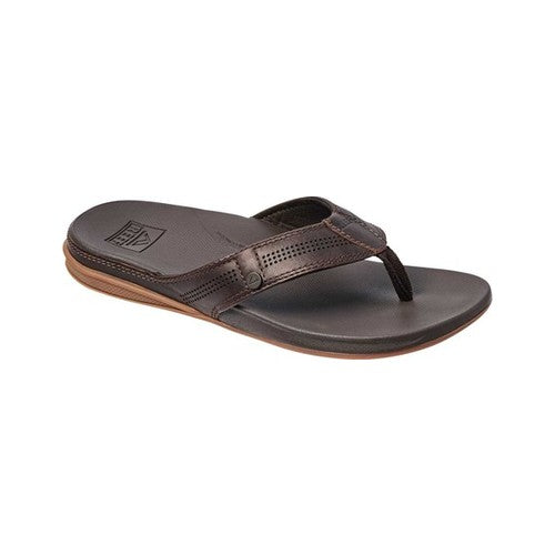 Reef Men's Cushion Lux Thong Sandal in Brown Leather