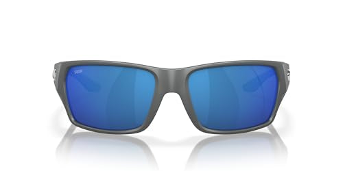 Costa 06S9113 Men's Tailfin Polarized Rectangular Sunglasses, Matte Grey/Blue Mirrored