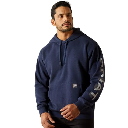 Ariat 10062708 Rebar Logo Hoodie - Heather Navy/Alloy