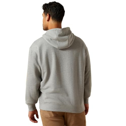 Ariat 10062709 Rebar Lightweight Logo Hoodie, Heather Grey / Rebar Orange