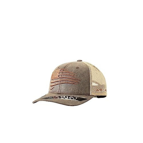 ARIAT A300081802 Youth Semi Curved Bill Cap with Distressed Flag, Brown