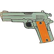 PINS- GUN, 45CAL PISTOL, MILT (1")