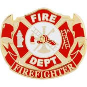 PINS- FIRE DEPT, VFD, RED (1-1/2")