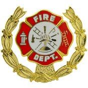 PINS- FIRE DEPT LOGO, WREATH (1-3/16")