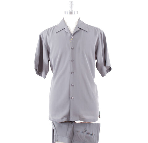 INSERCH SET: GREY SOLID HIGH TWIST YARN MICROFIBER SHORT SLEEVE