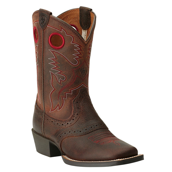 Ariat Boots 10014101: Kidās Square Toe Roughstock Western Boots