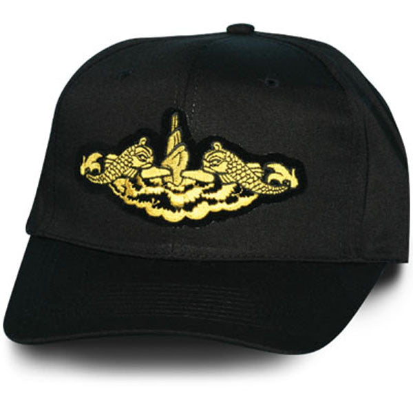 MP Hats: US Navy Submarine Dolphin Gold Patch Black Ball Cap