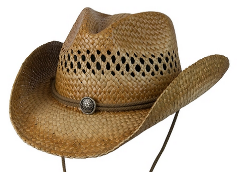 Conner Hats: Sea Grass Western Style Hat With Metal Concho Band