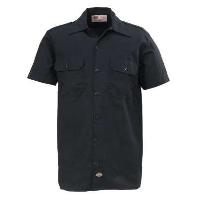 Dickies Shirts: Men's Short Sleeve Work Shirt - Black