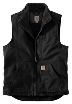 Carhartt 104277 LOOSE FIT WASHED DUCK SHERPA-LINED MOCK-NECK VEST-BLK