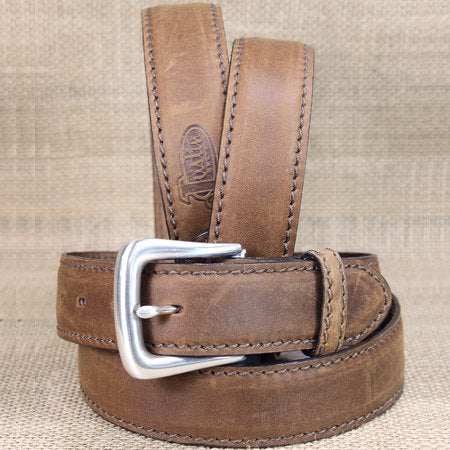 JUSTIN 247 BD BROWN WORKING SPORT LEATHER MEN BELT SQUARE BUCKLE 1-3/8 Wide