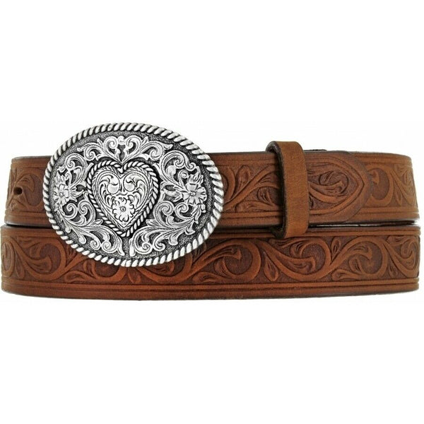 Justin Western 815BD Girl’s Aged Bark Western Scroll - Trophy - Belt