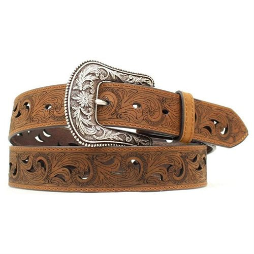 Ariat A15124802 Scroll Paisley Pierced Belt - Ladies, Brown