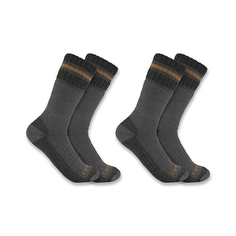 Carhartt Men's Heavyweight Synthetic-Wool Blend Boot Sock - 2 Pack - Grey BB7742M