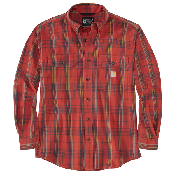 Carhartt TW4447 Men's Loose Fit Midweight Chambray Plaid Long Sleeve Shirt
