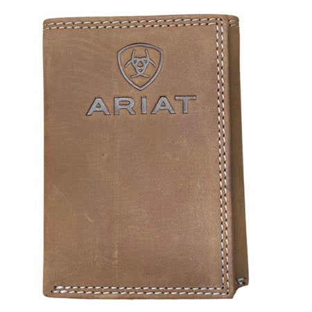 Ariat Trifold Wallet Emboss Shield Script (Medium Brown) Wallet A3548144