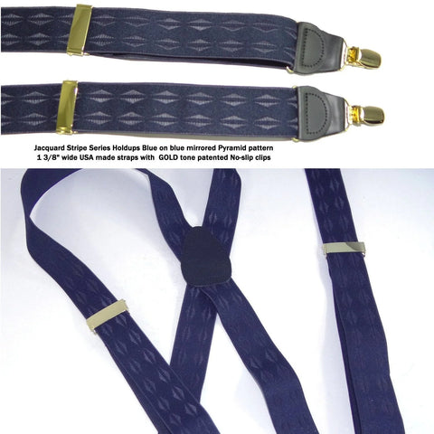 HoldUp 3007XG Blue Elddis Diamond Pattern Jacquard Suspenders X-back