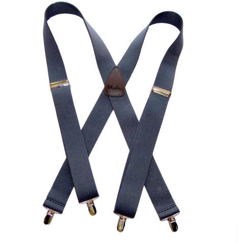 HoldUp 9906XS Brand Classic Series Grey X-back Suspenders with USA Patented Silver No-slip Clips
