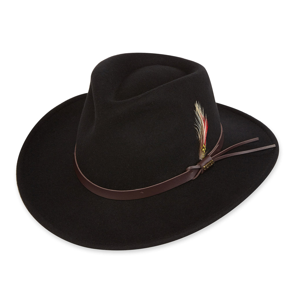 Scala DF6 Mens Crushable Felt Outback Hat - Black
