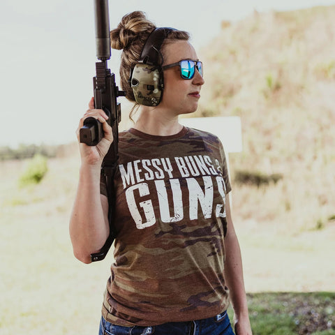 Grunt Style Messy Buns and Guns T-Shirt - Womens