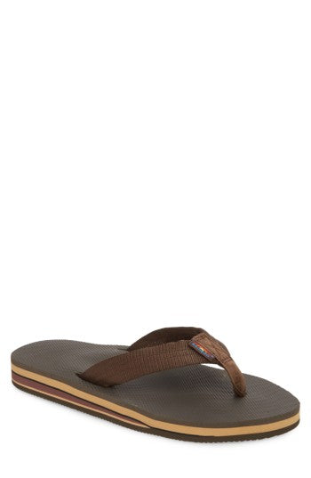 Rainbow 302ARP Double Layer Classic Flip Flop, Size Medium - Brown