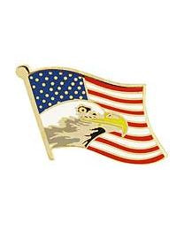 PINS- USA, FLAG, EAGLE HEAD (1")