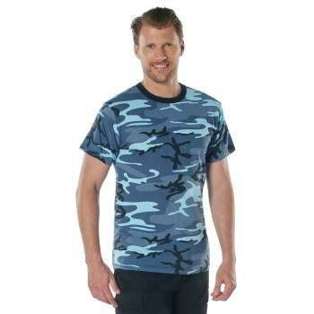 Rothco T-Shirts: 6788 Adult Camo T-Shirts - Sky Blue Camo