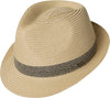 Broner Fancet Packable Straw Fedora, Marled Band