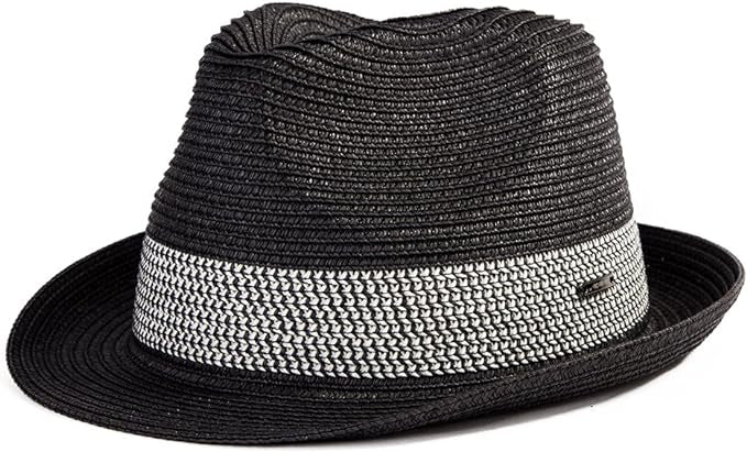Broner Fancet Packable Straw Fedora, Marled Band