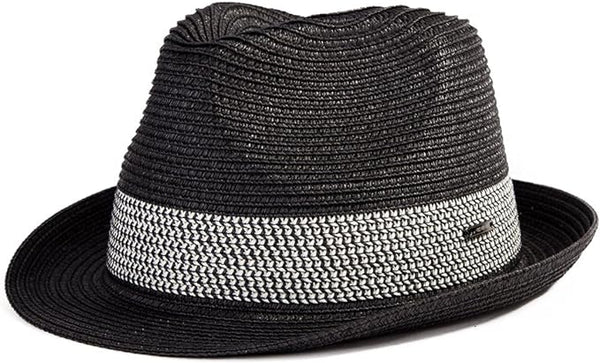 Broner Fancet Packable Straw Fedora, Marled Band