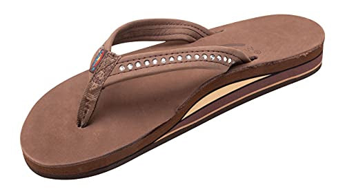 Rainbow 402ALTSM Ladies Double Layer Arch Support Leather 3/4" - Crystals - Expresso