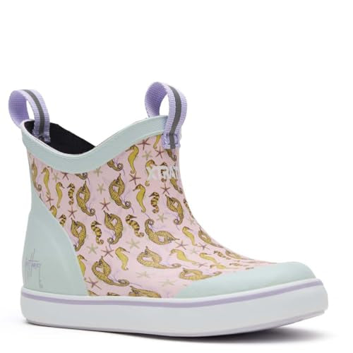XtraTuf XKABGH4C Youth Kids Ankle Deck Boot - Pink Seahorse