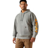 Ariat 10062709 Rebar Lightweight Logo Hoodie, Heather Grey / Rebar Orange