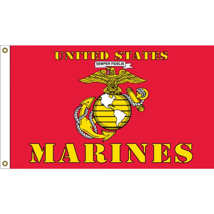 FLAG-USMC ll F1680 Poly-Cotton (3ftx5ft) MADE IN USA .