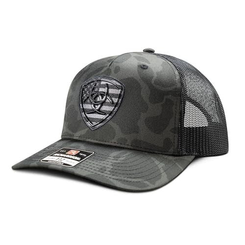 Men's Ariat Camo American Flag Shield Logo Work Snapback Hat One Size Camo A300092866