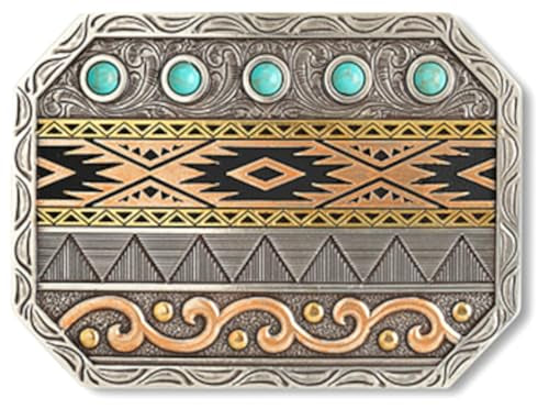 ARIAT A37062 Western Buckle Turquoise Stones Silver