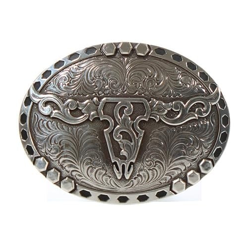 M&F Nocona Floral Bull Skull Silber Buckle 37717