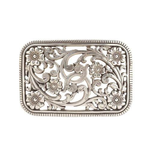 M&F Nocona 37927  Women's Floral Filigree Buckle with Rope Edge (Antique Silver, 2-1/2" X 3-3/4")