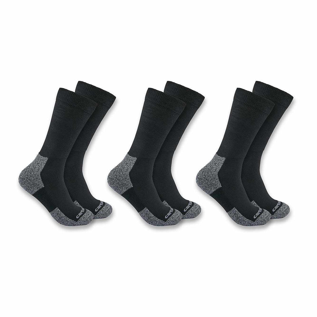 Carhartt SC2213M Men's Lightweight Stretch Top Crew Sock 3-Pack | Black | L