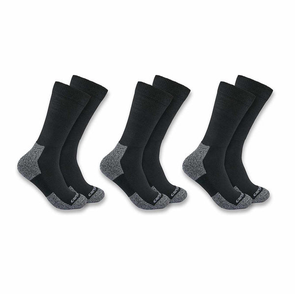 Carhartt SC2213M Men's Lightweight Stretch Top Crew Sock 3-Pack | Black | L