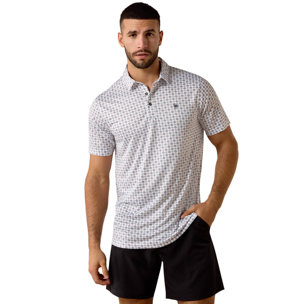 Ariat 10073433 Tek SS Polo White Southwest Triangle