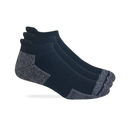 Carolina Mills Ultimate Mens Ultra Dri Low Cut Heel Tab Athletic Socks 3 Pair Pack 372542 - Black