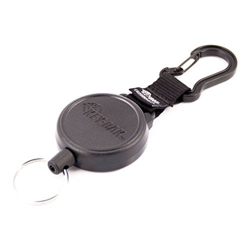 Key-bak Retractable Carabiner Key Reel With 36 Inch Polyester Cord - Black