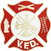 PINS- FIRE DEPT, VFD, RED (1-1/2")