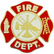 PINS- FIRE DEPT LOGO, RED (1-1/2")