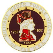 PINS- PURPLE HEART, COMBAT VETERAN (1-1/2")