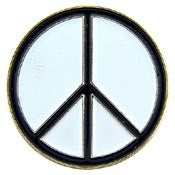 PINS- PEACE SIGN, WH/BK (1")
