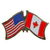 PINS- USA/CANADA (CROSS FLAGS) (1-1/8")